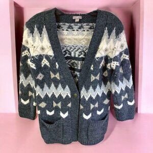 J Jill Fair Isle Embellished Wool Acrylic Blend‎  Cardigan